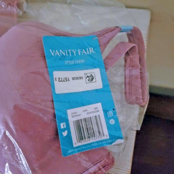 Vanity Fair Bra Full Coverage Underwire 38C Rosy Glow Pink Purple NWT Rare Color - Picture 7 of 9